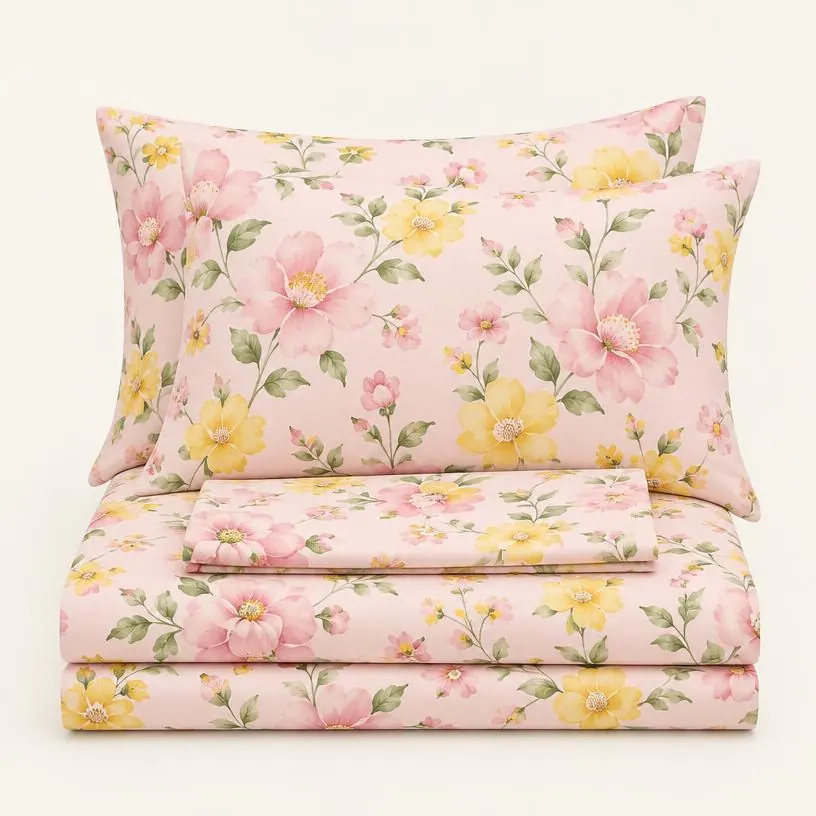 Floral Printed Bed Sheet (Queen)
