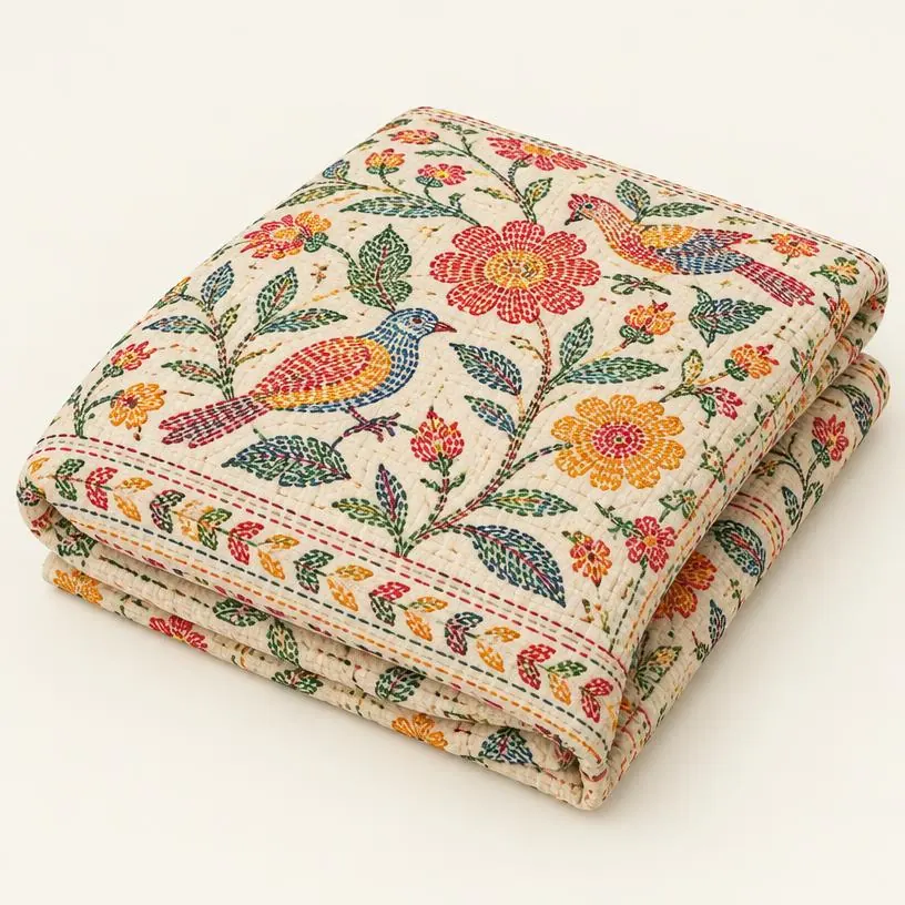 Handstitched Nakshi Kantha Quilt